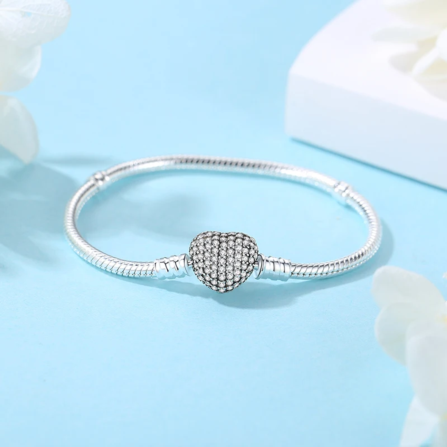 Original 925 Sterling Silver Bracelets Bangles Love Heart 3