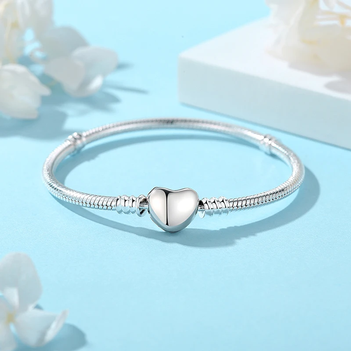 Original 925 Sterling Silver Bracelets Bangles Love Heart 5