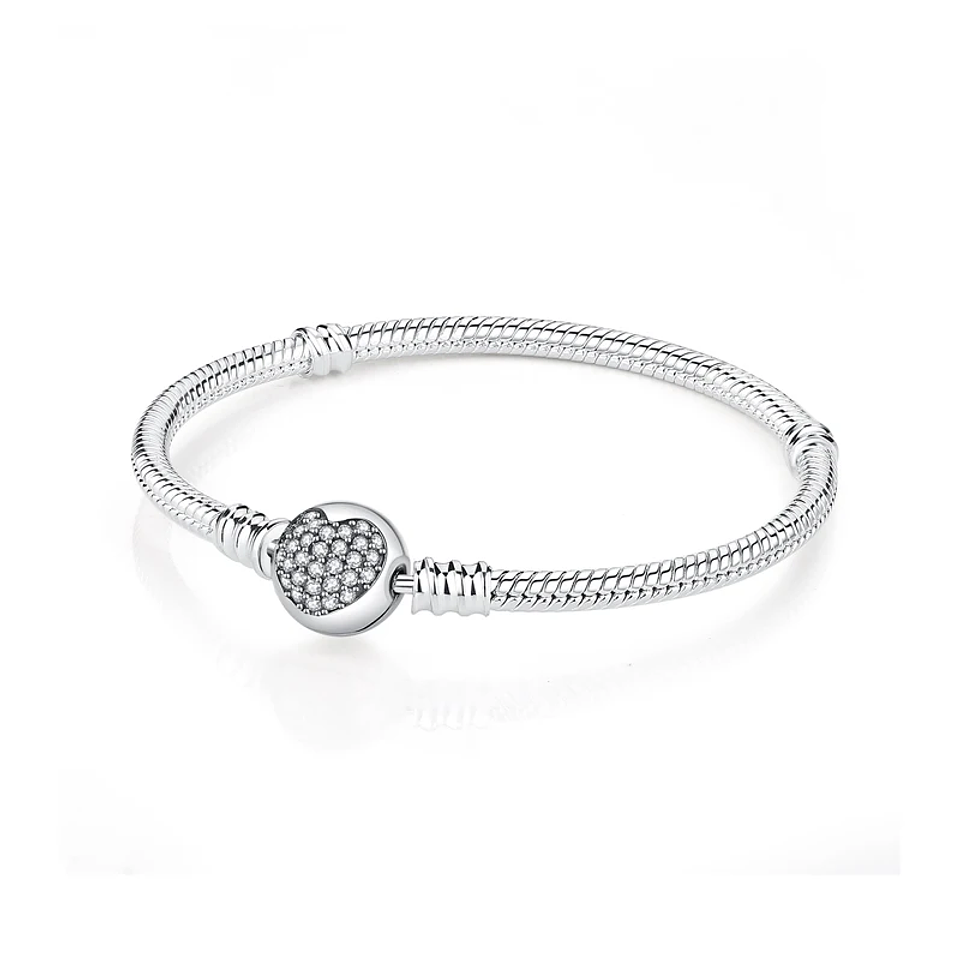 Original 925 Sterling Silver Bracelets Bangles Love Heart 17