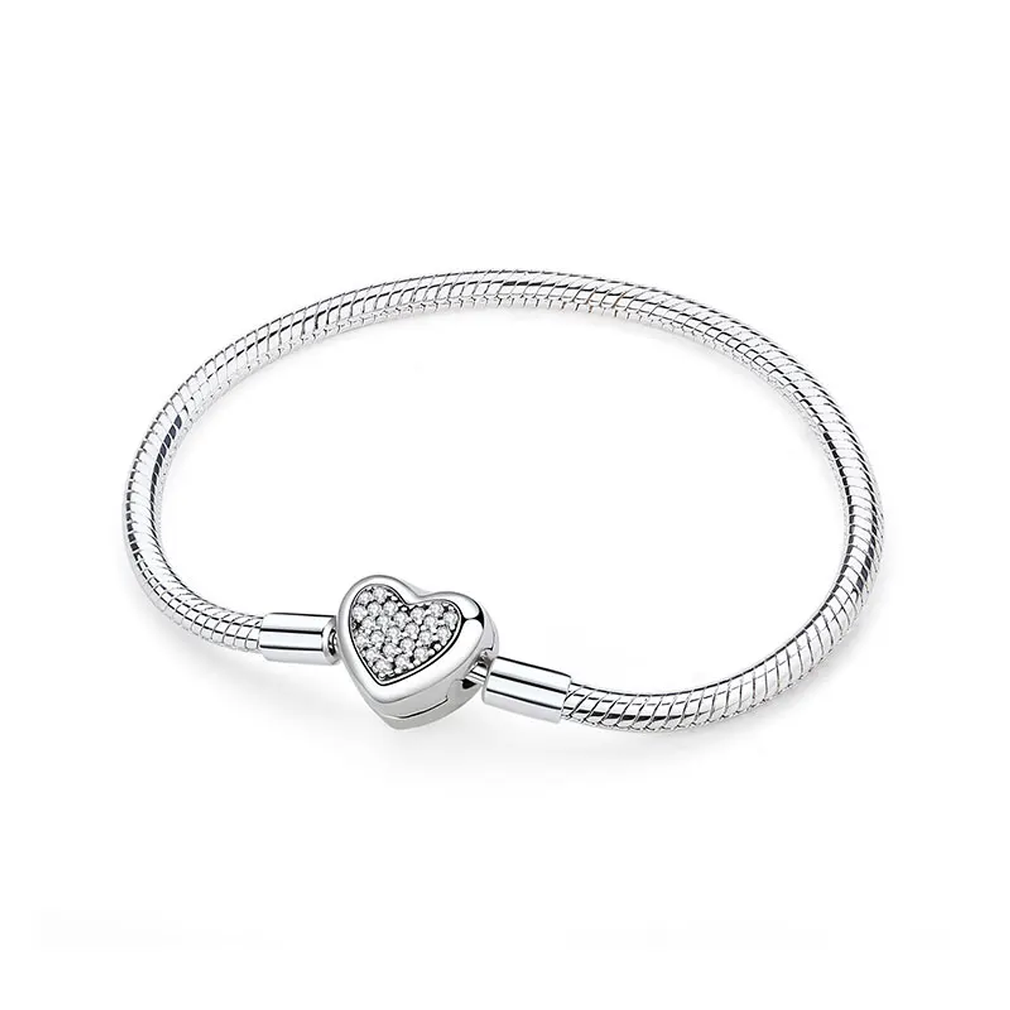 Original 925 Sterling Silver Bracelets Bangles Love Heart 18