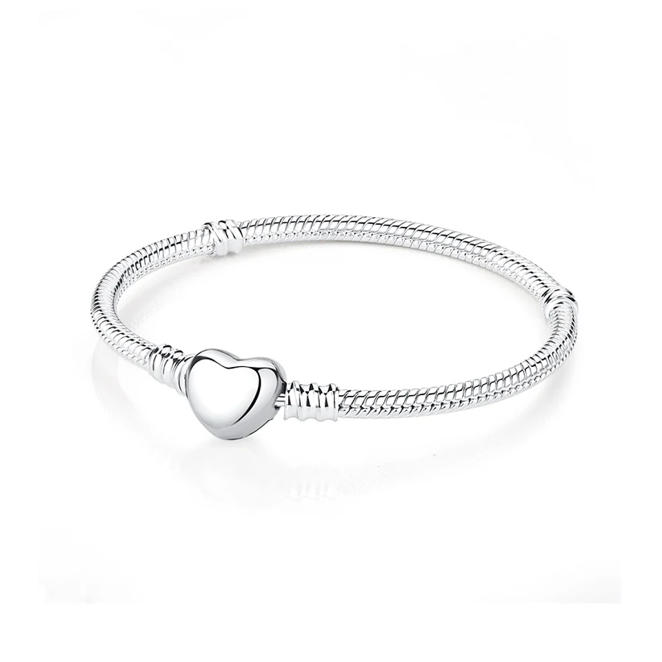 Original 925 Sterling Silver Bracelets Bangles Love Heart 22