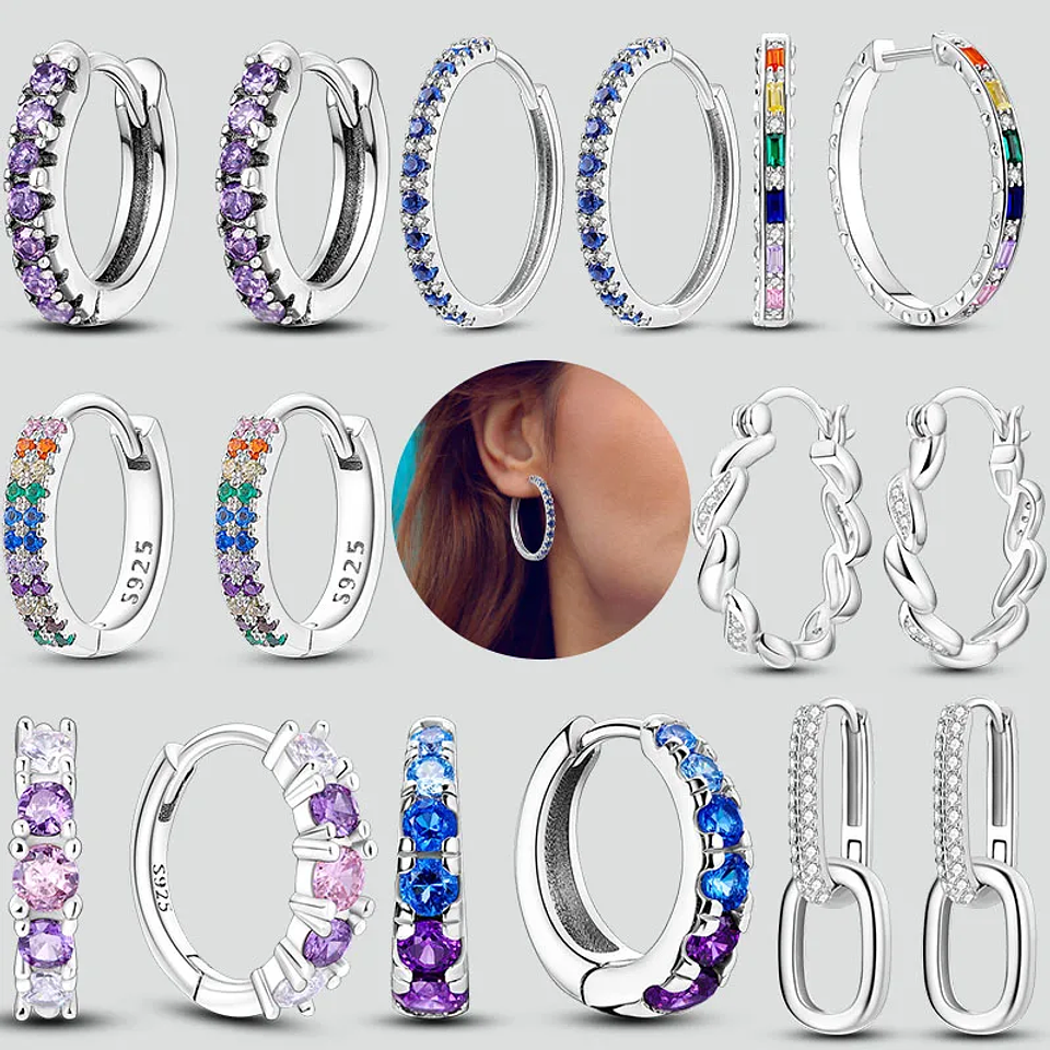 925 Sterling Silver Hoops Earrings for Women Girls 1