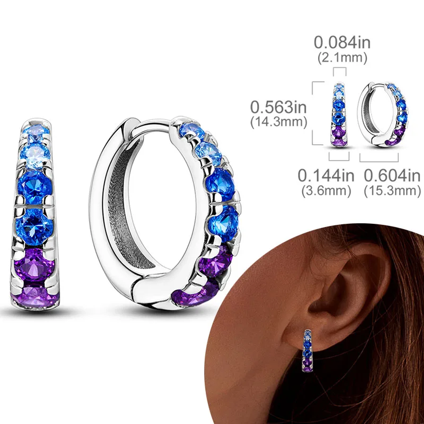 925 Sterling Silver Hoops Earrings for Women Girls 8