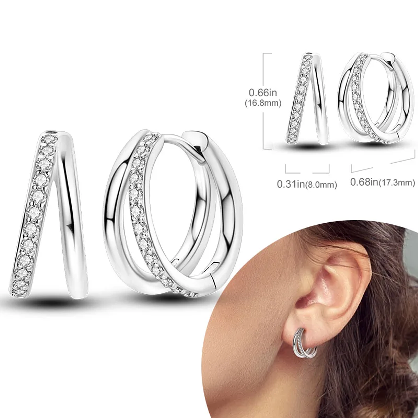 925 Sterling Silver Hoops Earrings for Women Girls 10