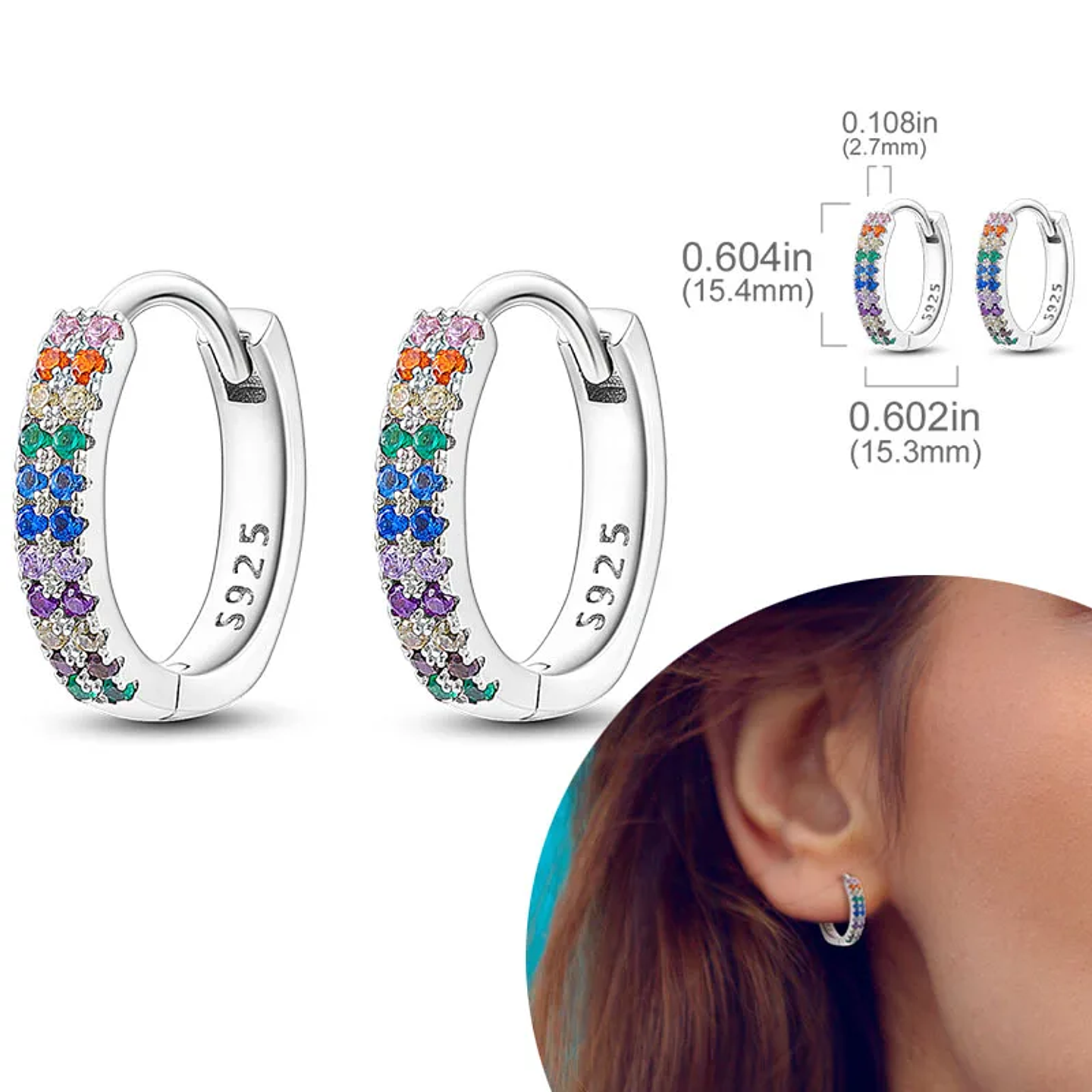 925 Sterling Silver Hoops Earrings for Women Girls 11
