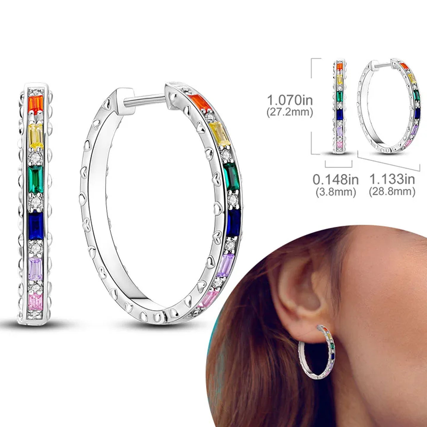 925 Sterling Silver Hoops Earrings for Women Girls 13