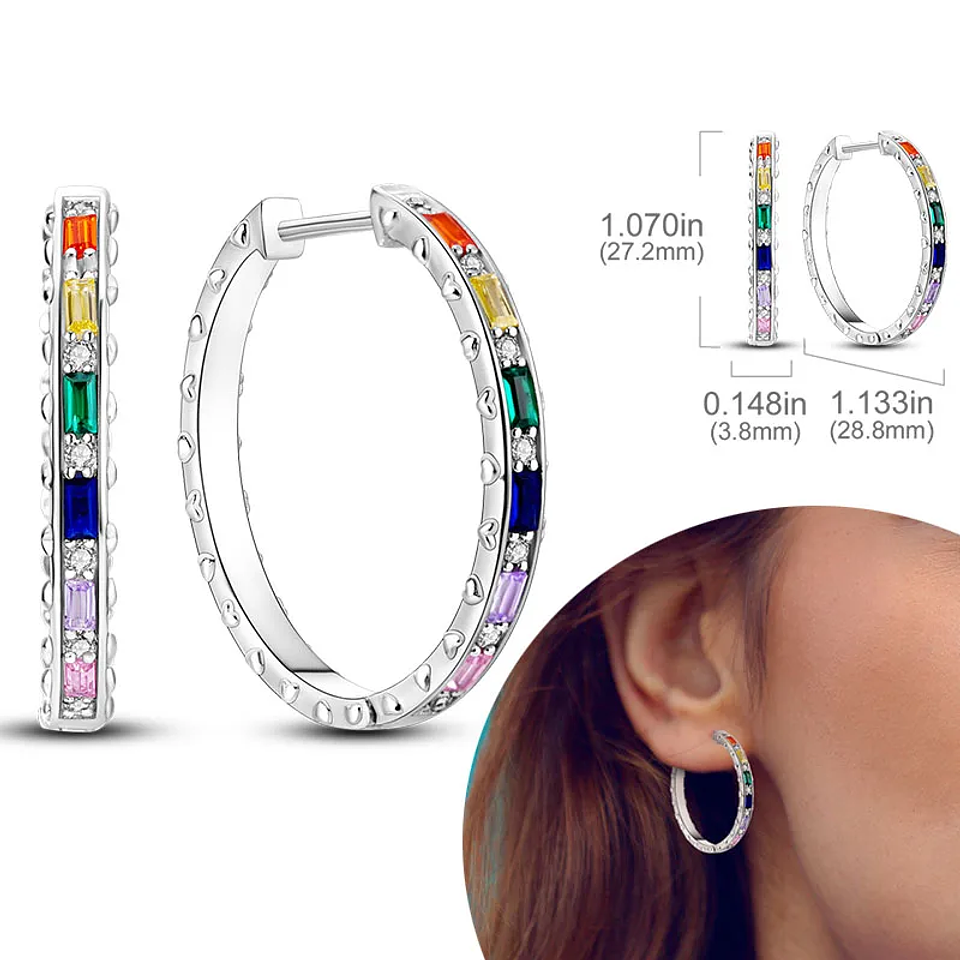 925 Sterling Silver Hoops Earrings for Women Girls 13