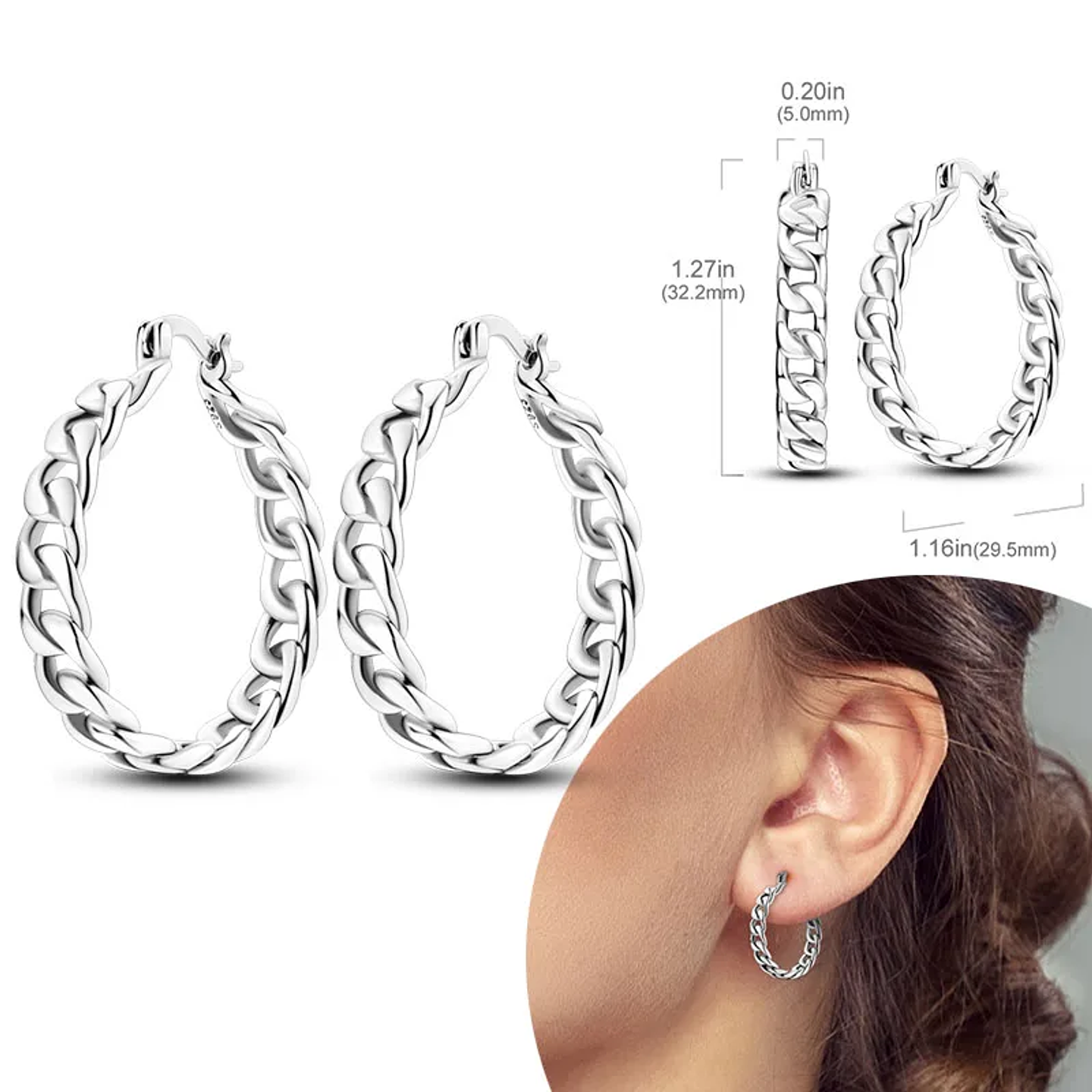 925 Sterling Silver Hoops Earrings for Women Girls 17