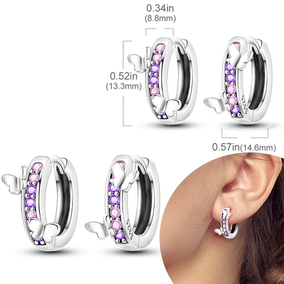 925 Sterling Silver Hoops Earrings for Women Girls 19