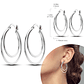 925 Sterling Silver Hoops Earrings for Women Girls - Miniatura 20