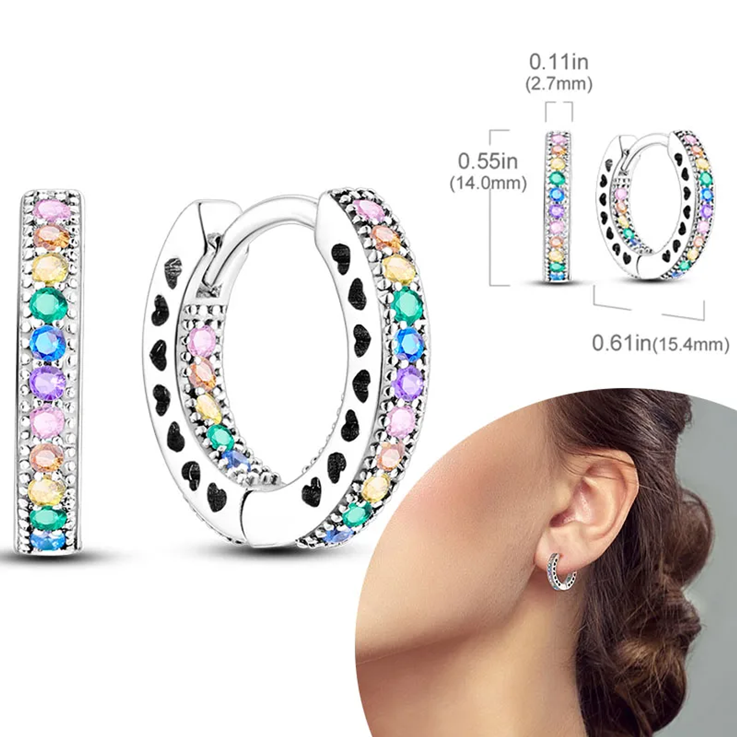 925 Sterling Silver Hoops Earrings for Women Girls 22