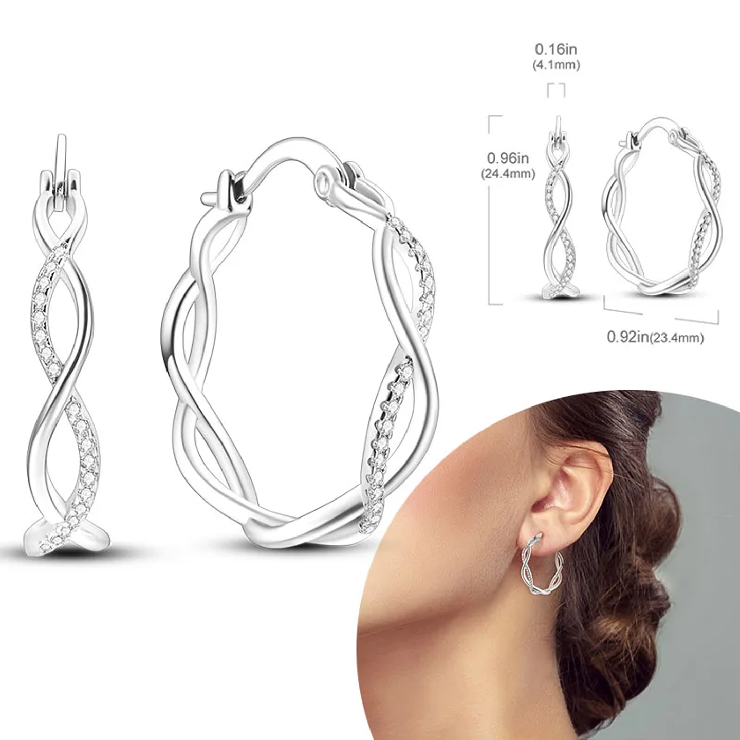 925 Sterling Silver Hoops Earrings for Women Girls 24