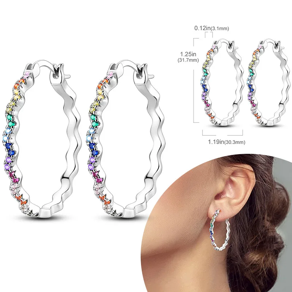 925 Sterling Silver Hoops Earrings for Women Girls 28