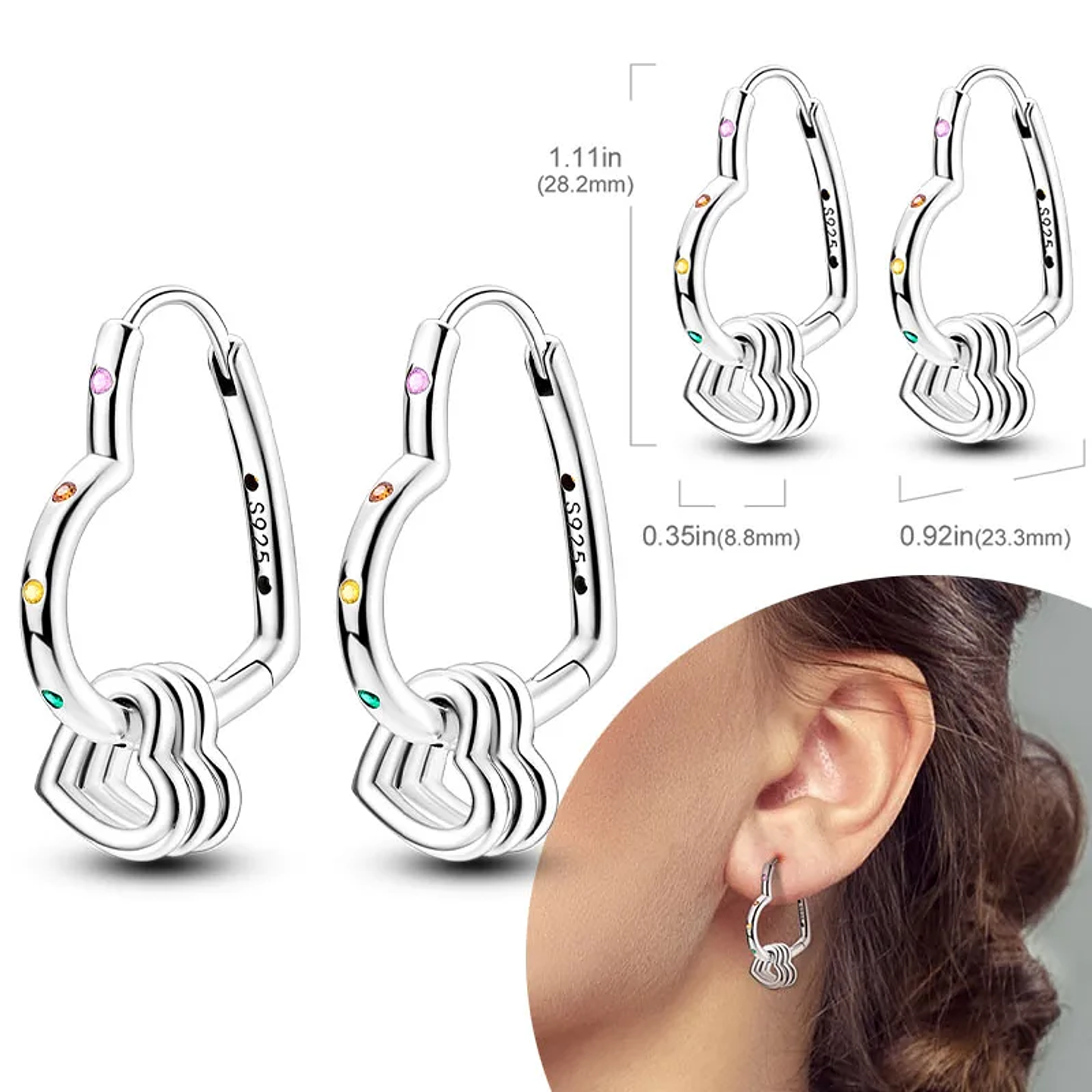 925 Sterling Silver Hoops Earrings for Women Girls 32