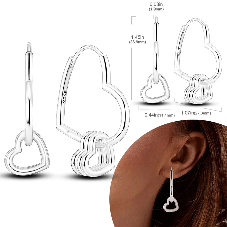 925 Sterling Silver Hoops Earrings for Women Girls 38