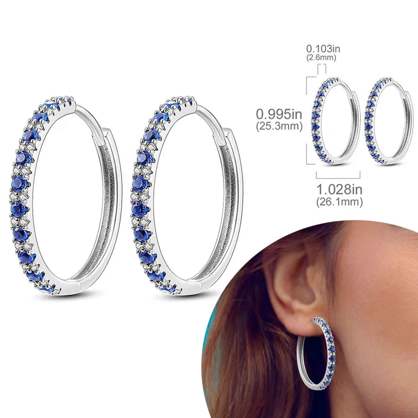 925 Sterling Silver Hoops Earrings for Women Girls 39