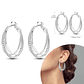 925 Sterling Silver Hoops Earrings for Women Girls - Miniatura 41