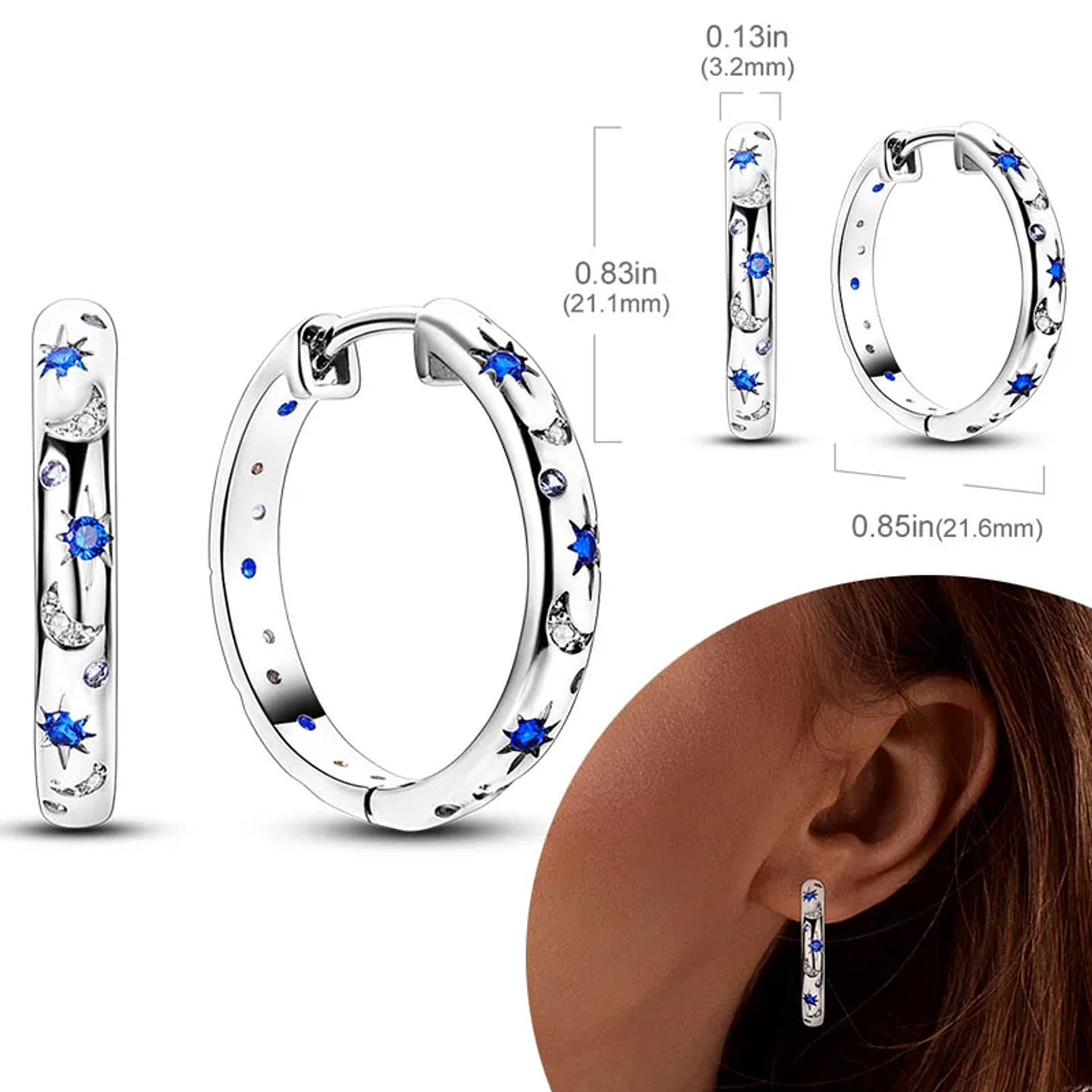 925 Sterling Silver Hoops Earrings for Women Girls 53
