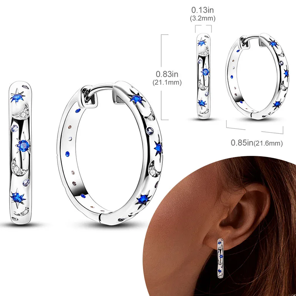925 Sterling Silver Hoops Earrings for Women Girls 53