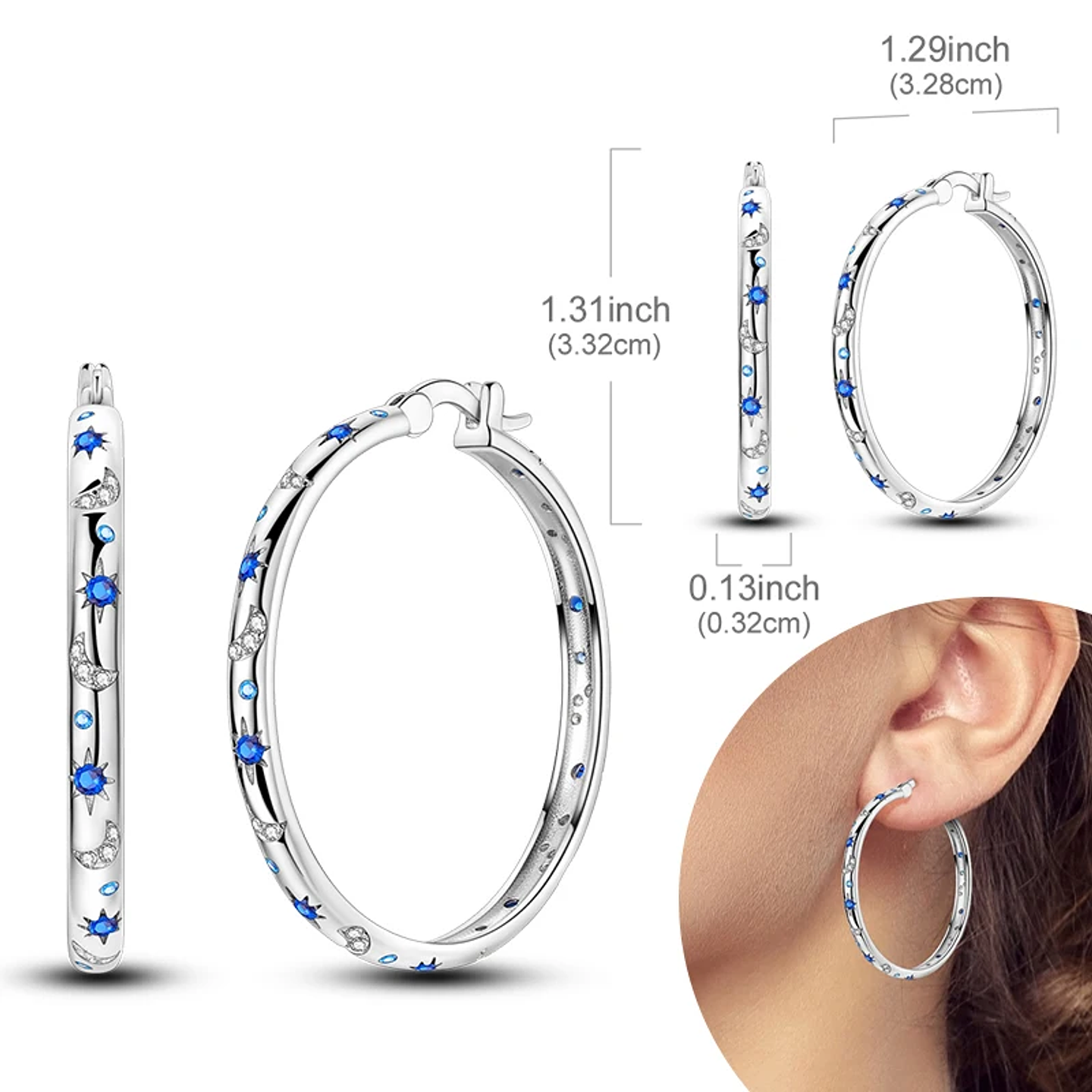 925 Sterling Silver Hoops Earrings for Women Girls 58