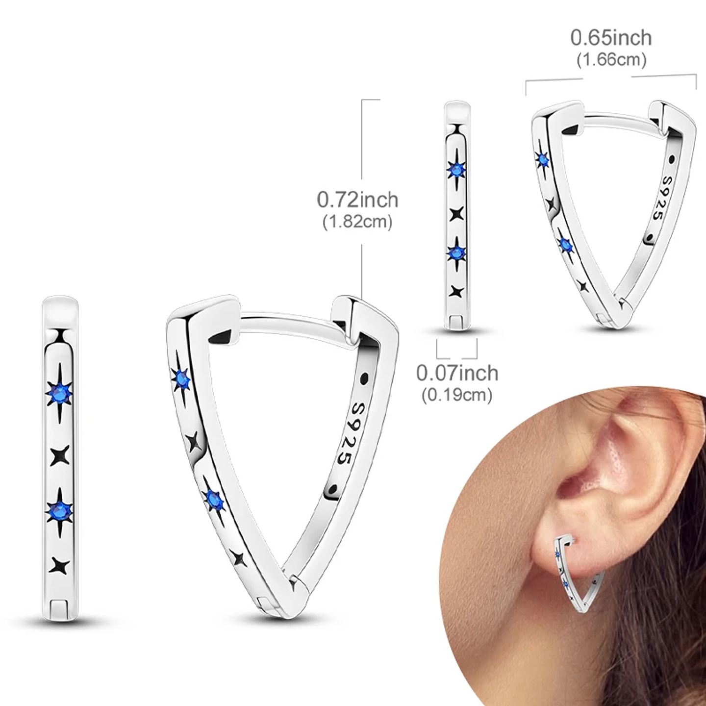 925 Sterling Silver Hoops Earrings for Women Girls 60