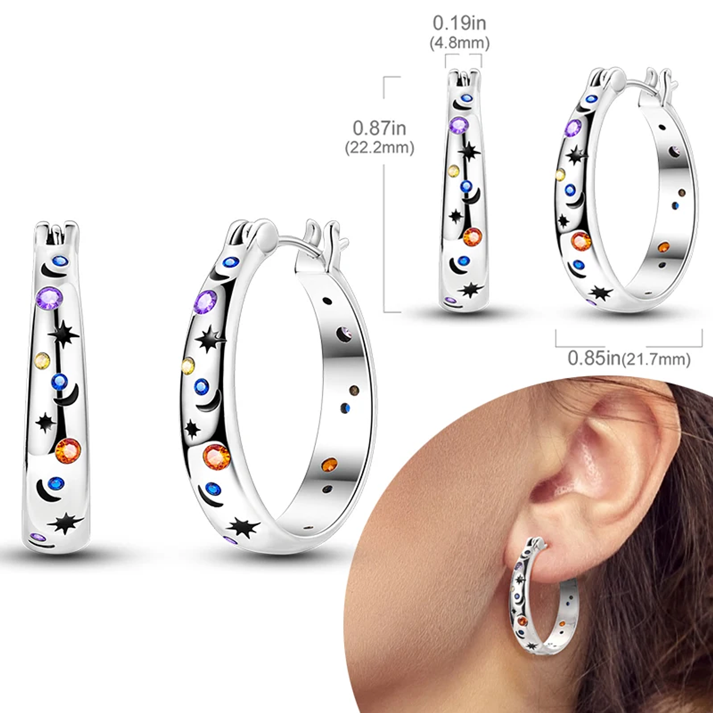 925 Sterling Silver Hoops Earrings for Women Girls 61