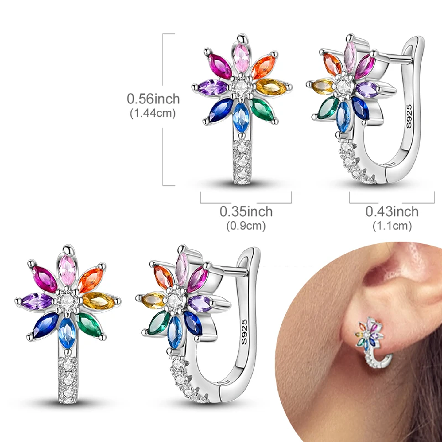 925 Sterling Silver Hoops Earrings for Women Girls 63