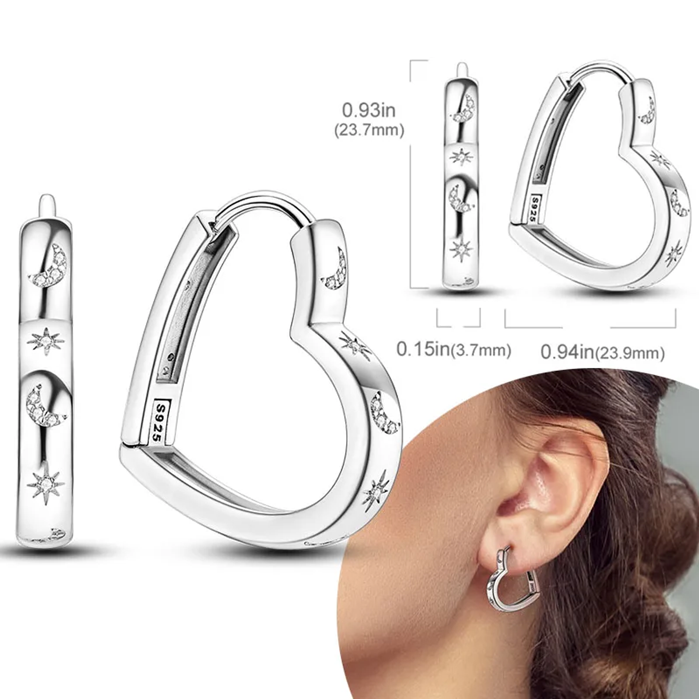 925 Sterling Silver Hoops Earrings for Women Girls 65