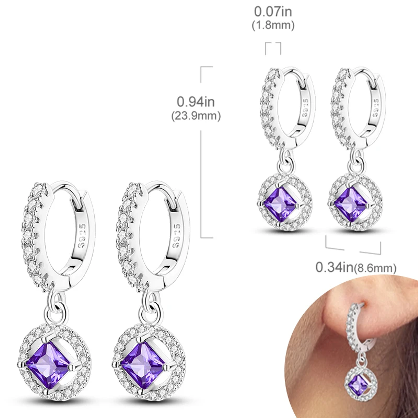 925 Sterling Silver Hoops Earrings for Women Girls 66