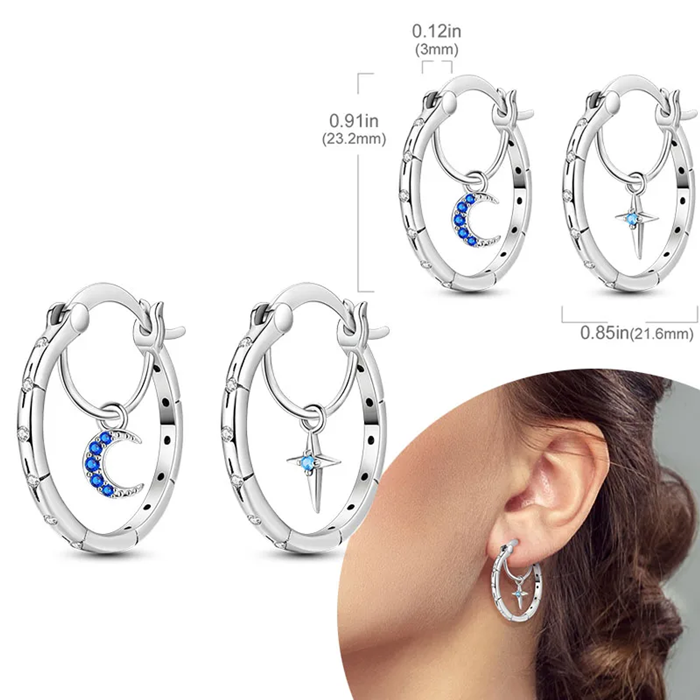 925 Sterling Silver Hoops Earrings for Women Girls 69