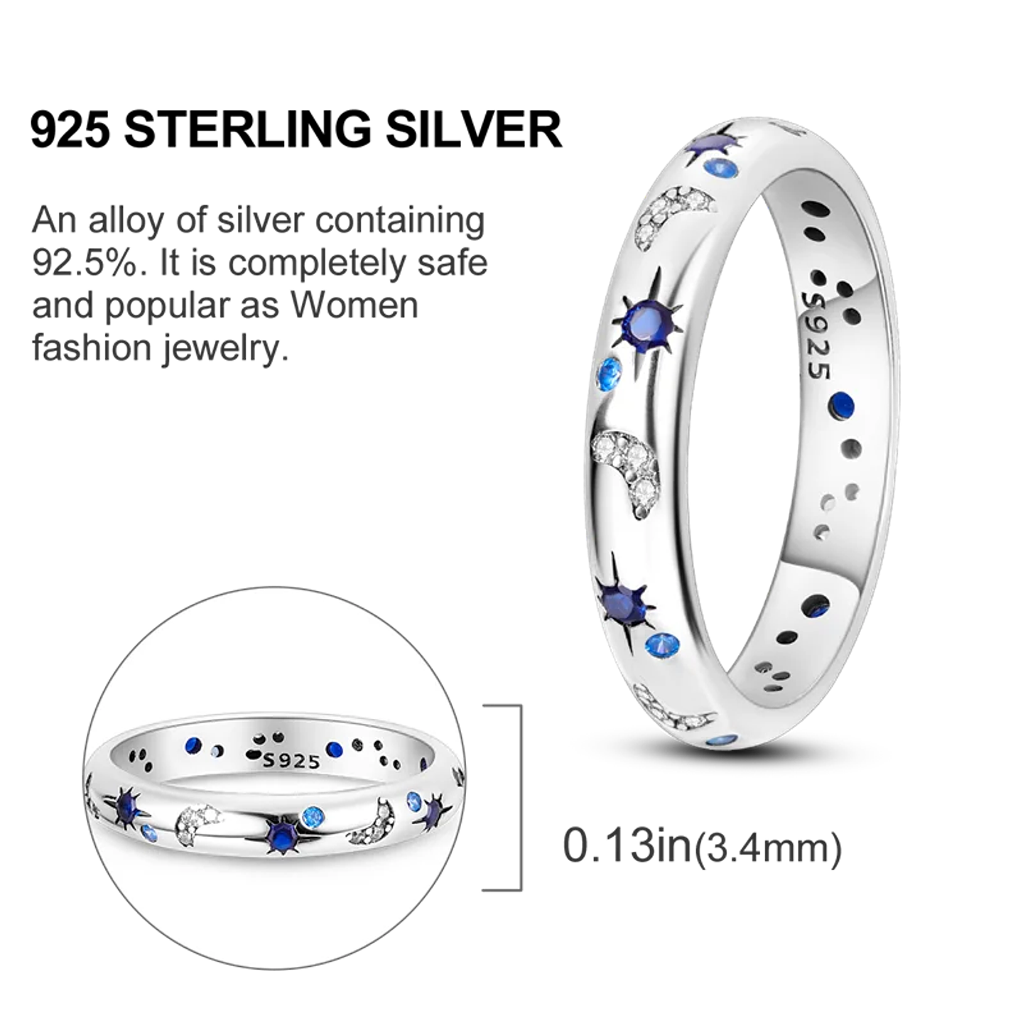 2025 925 Sterling Silver Rings Original Design Blue  2