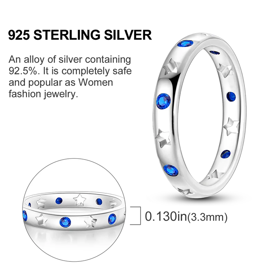 2025 925 Sterling Silver Rings Original Design Blue  3