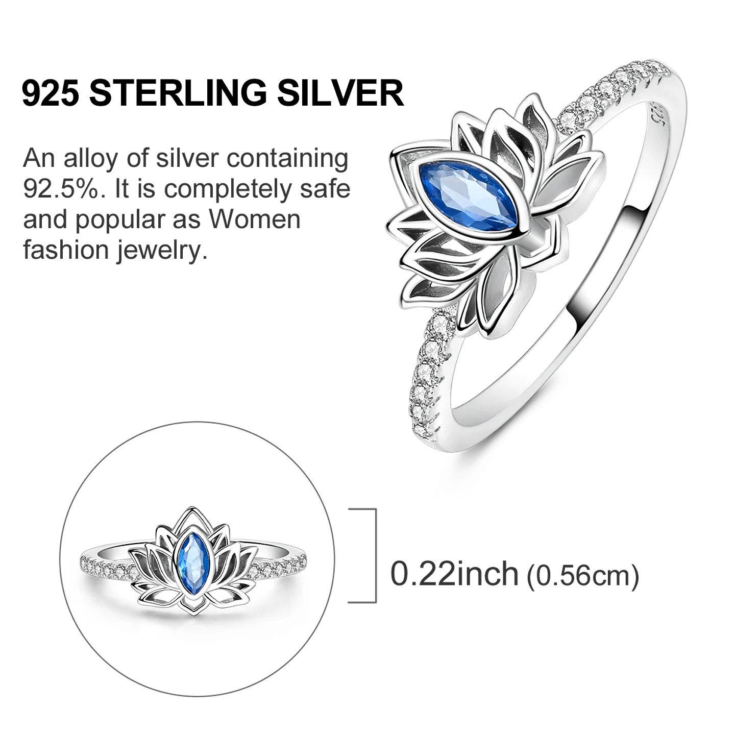 2025 925 Sterling Silver Rings Original Design Blue  16