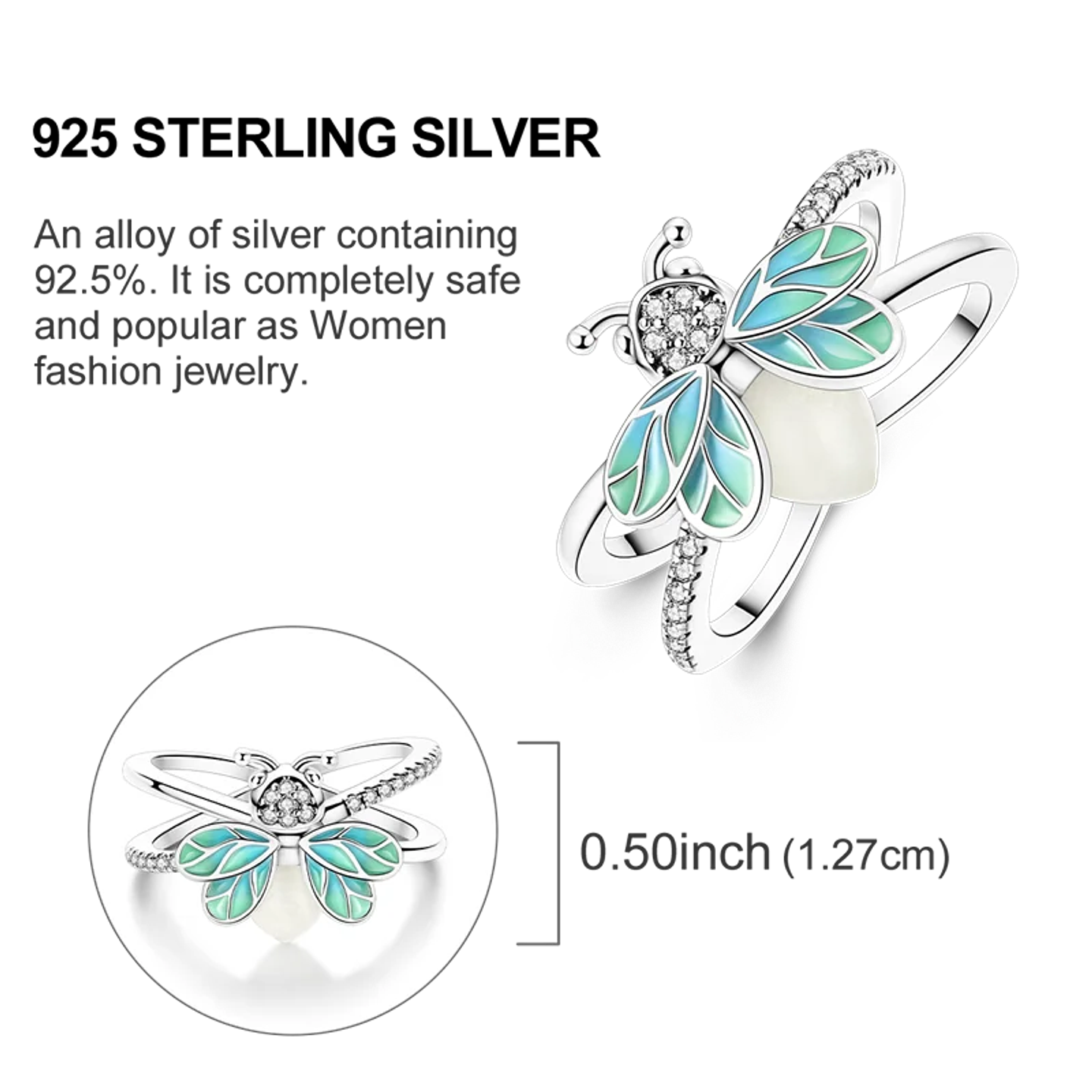 2025 925 Sterling Silver Rings Original Design Blue  21