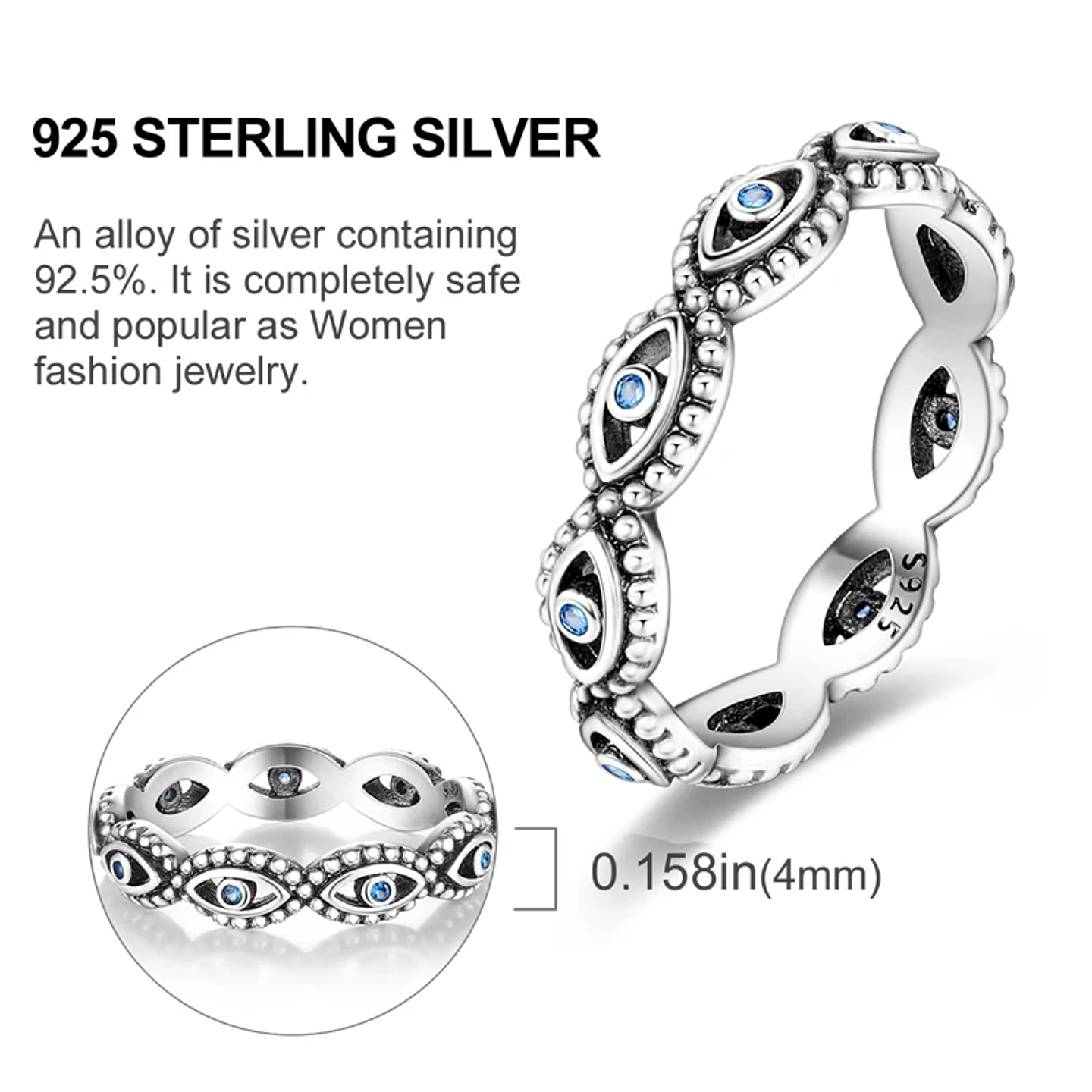 2025 925 Sterling Silver Rings Original Design Blue  22