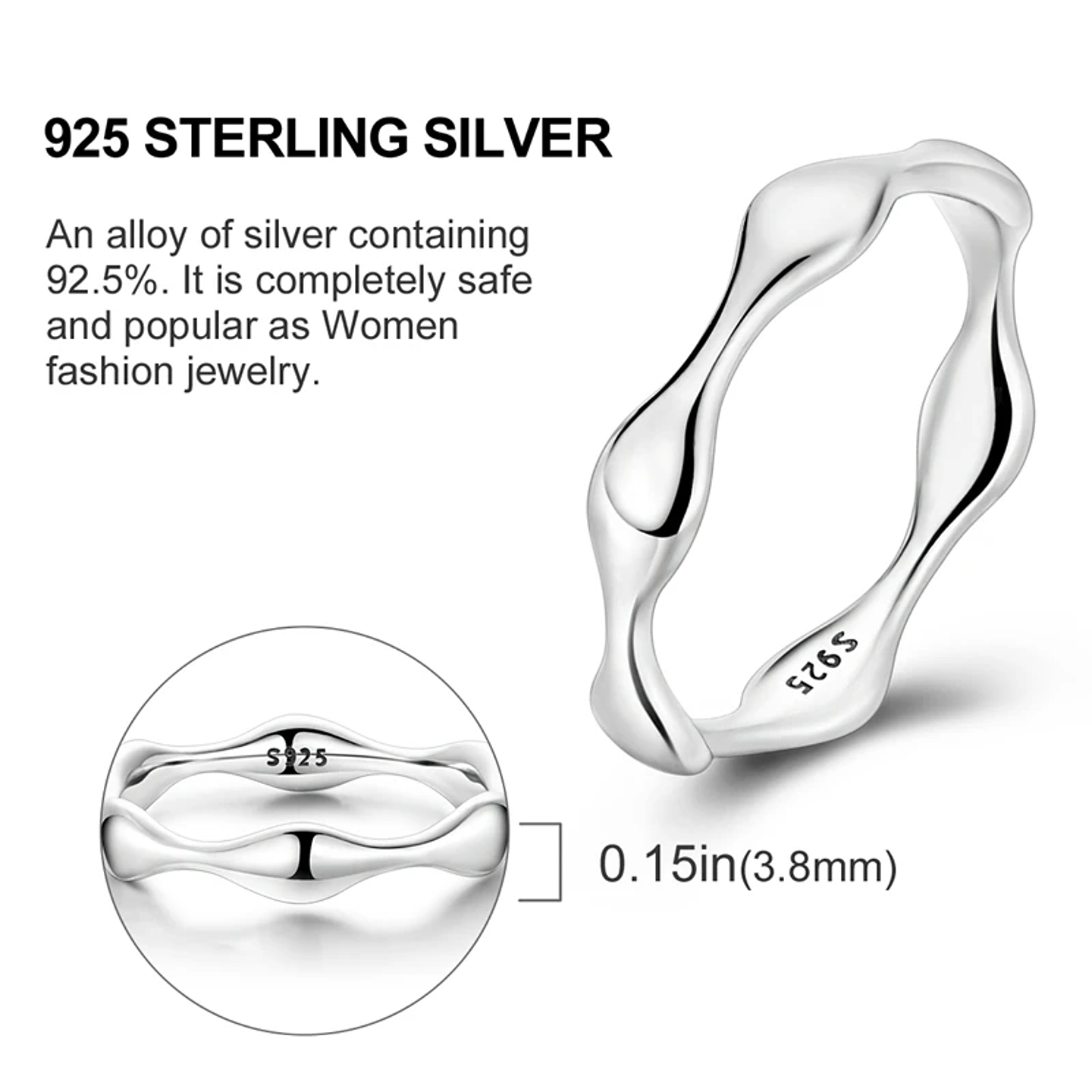 2025 925 Sterling Silver Rings Original Design Blue  58