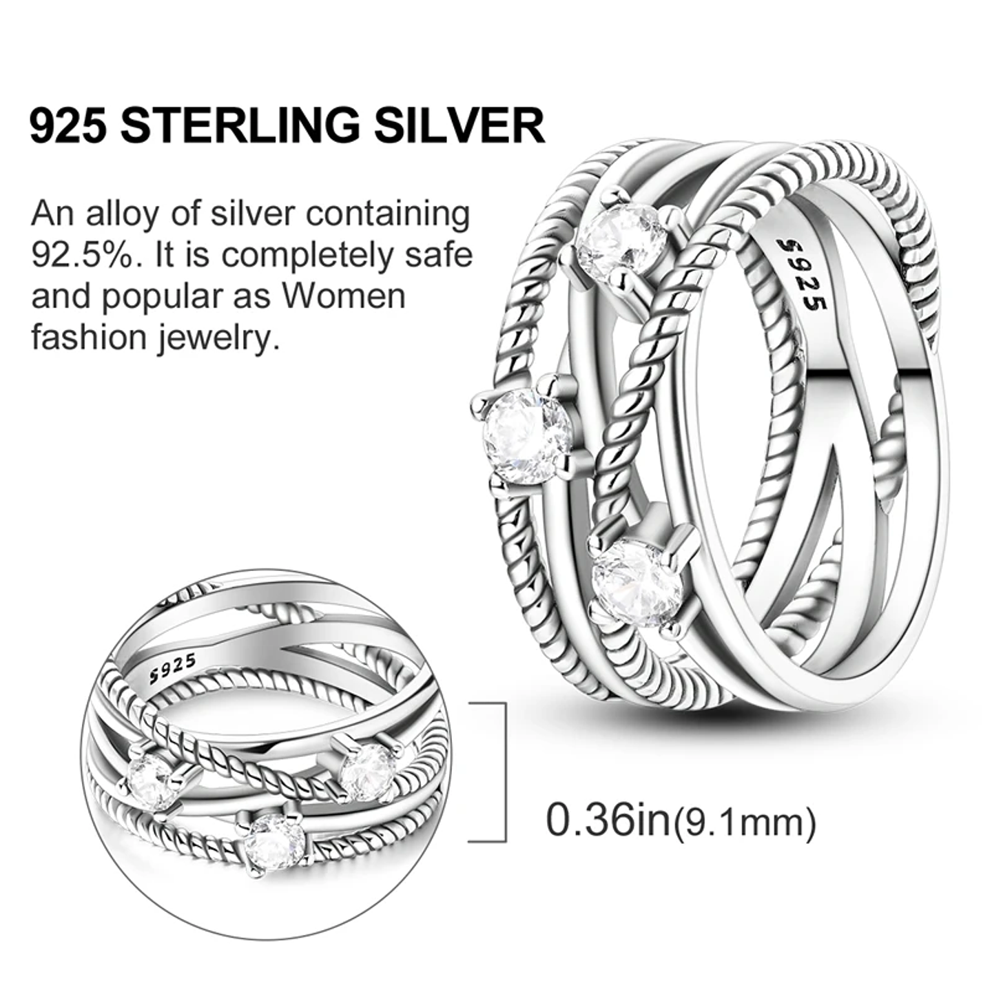 2025 925 Sterling Silver Rings Original Design Blue  63