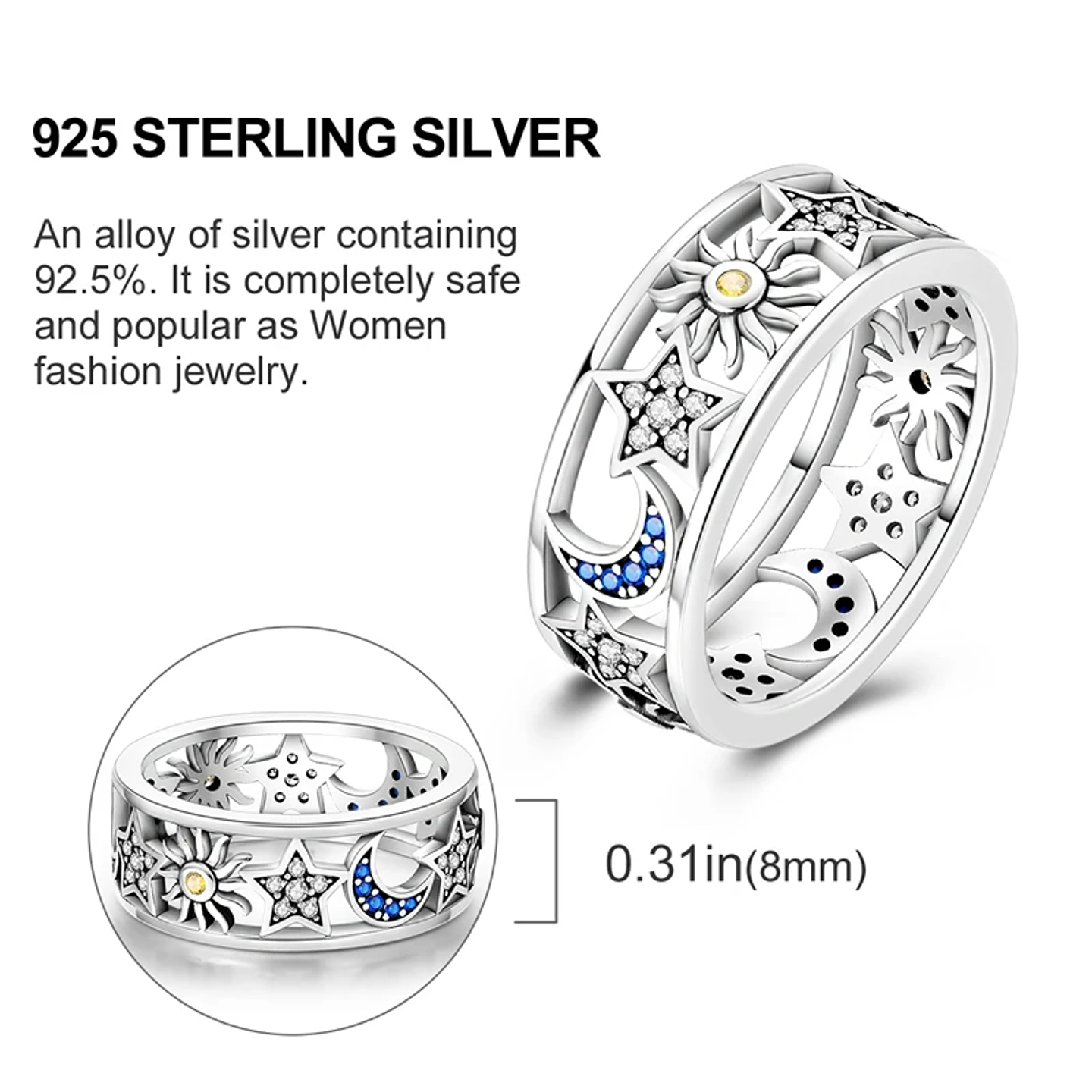 2025 925 Sterling Silver Rings Original Design Blue  65