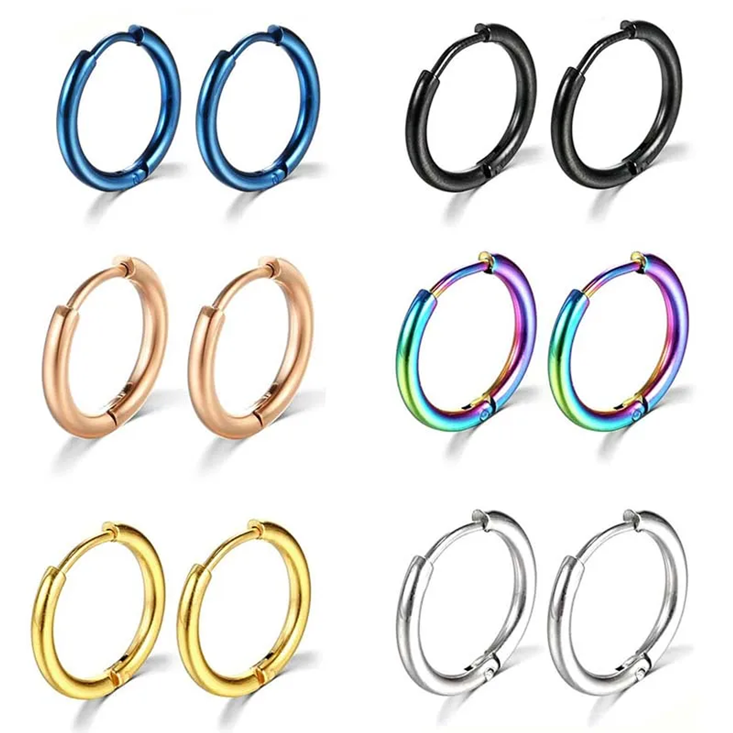 1 Pair Stainless Steel Hoop Earrings Women Men  5