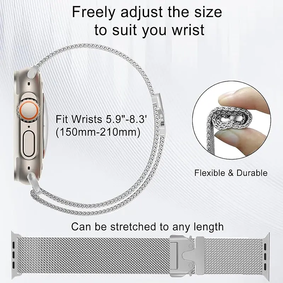 Milanese Loop Strap For Apple Watch Band Ultra 
 3