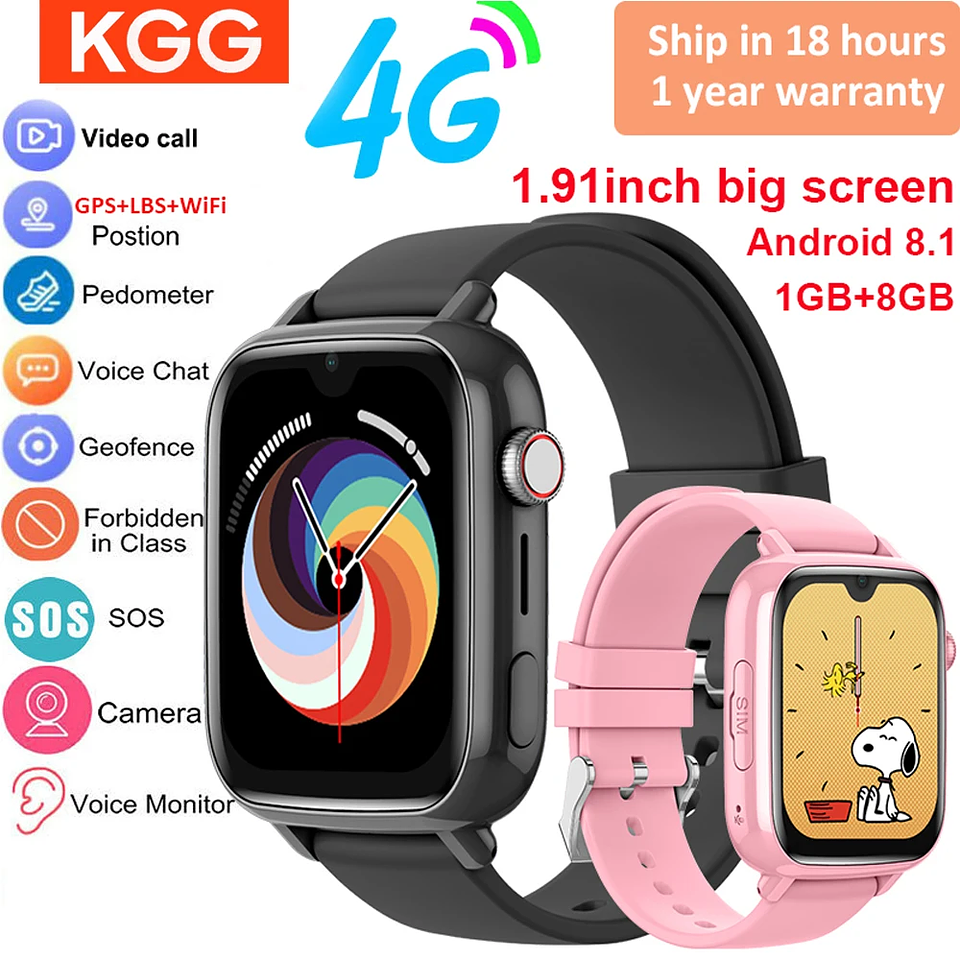 4G Smart Watch Kids GPS WIFI Video Call SOS APP 
 1
