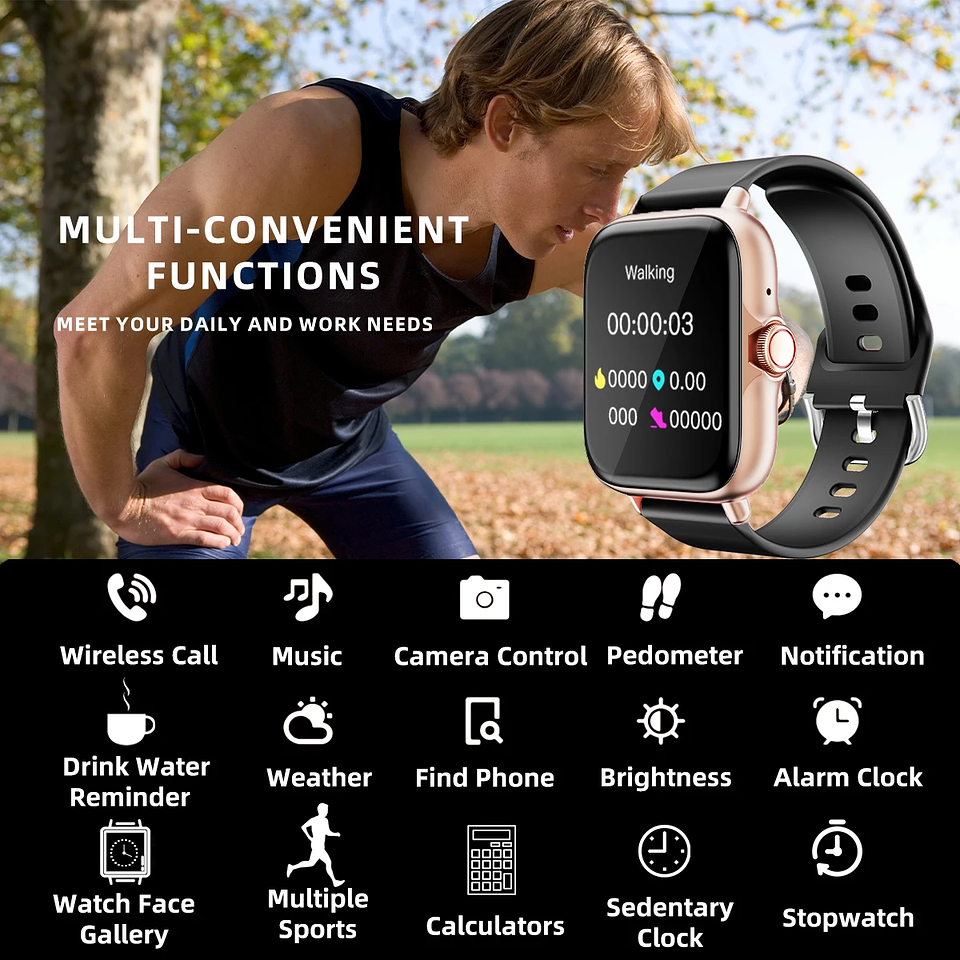 1.83'' Waterproof Smart Watch with Message Answer Call Sleep Monitoring Sports 
 2