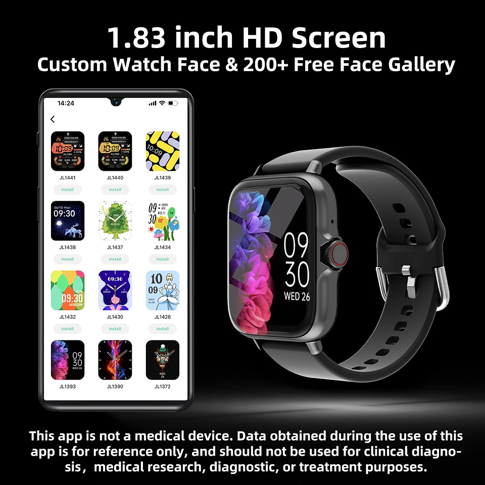 1.83'' Waterproof Smart Watch with Message Answer Call Sleep Monitoring Sports 
 6