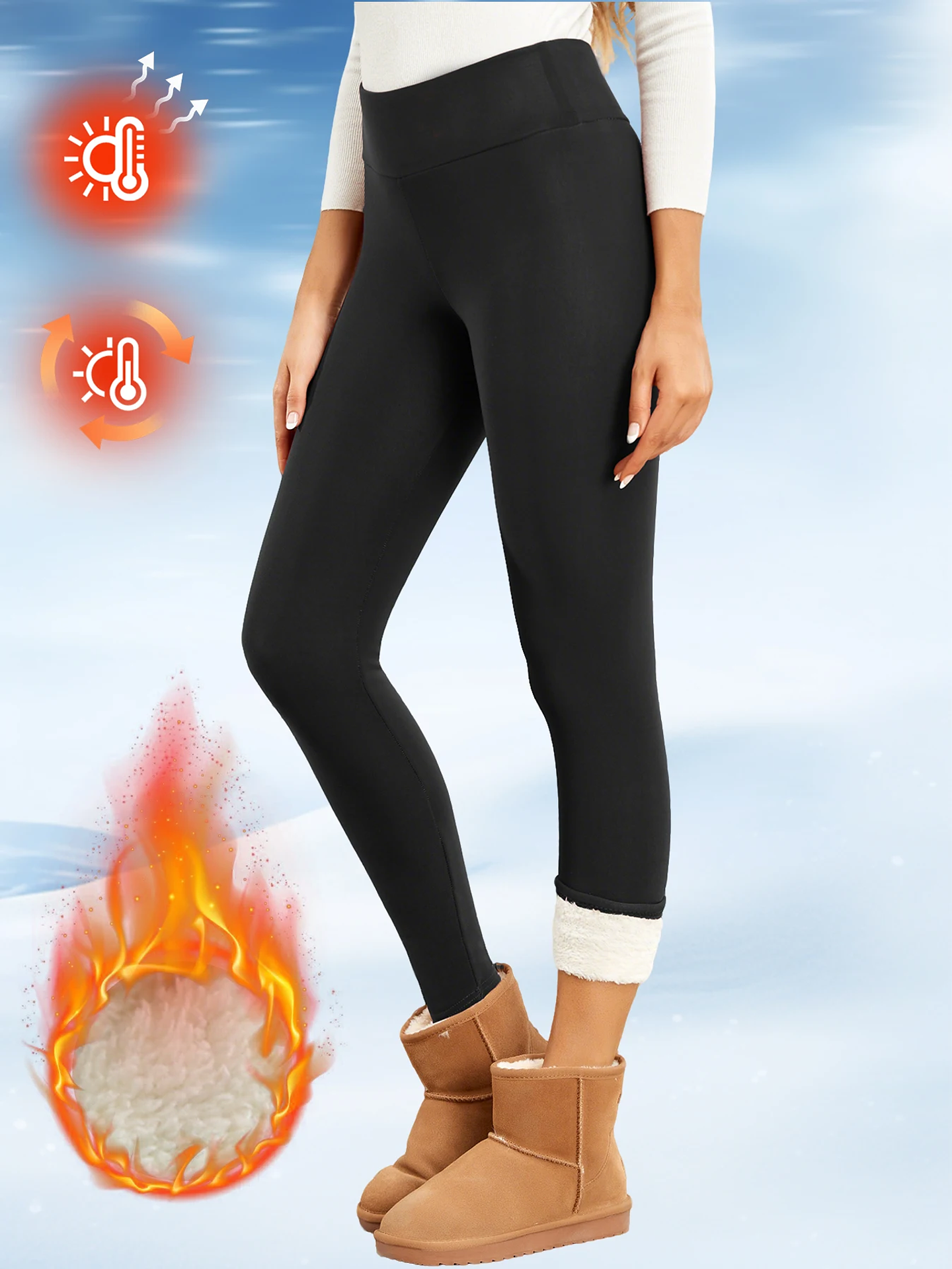 Fleece Women Leggings Thick Flared Pants High-Waisted Thermal Tights  23