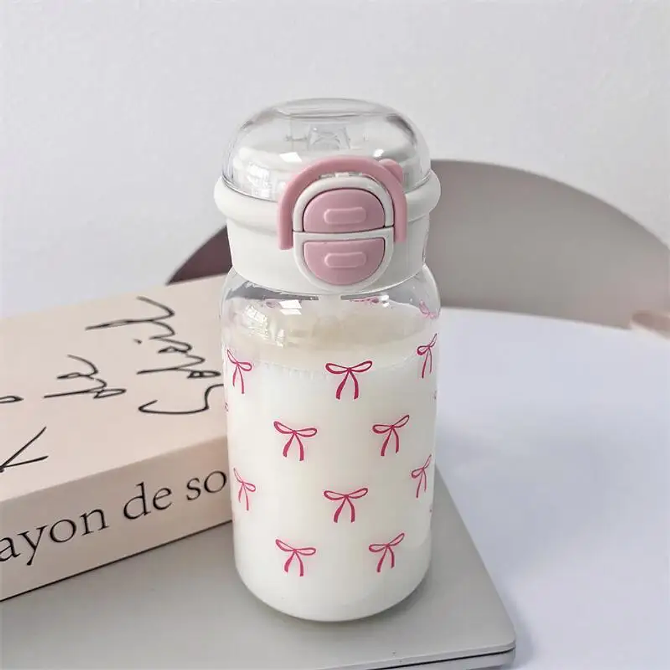 Cute Water Bottle with Straw Portable Plastic  5