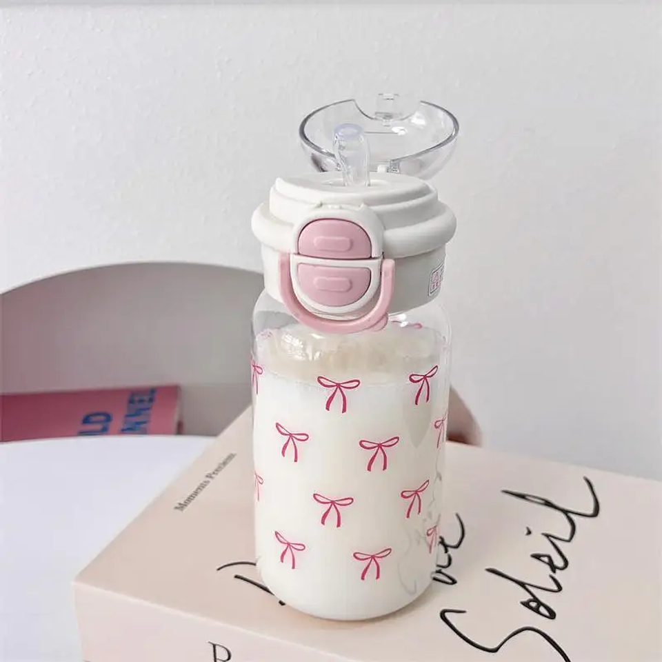 Cute Water Bottle with Straw Portable Plastic  14
