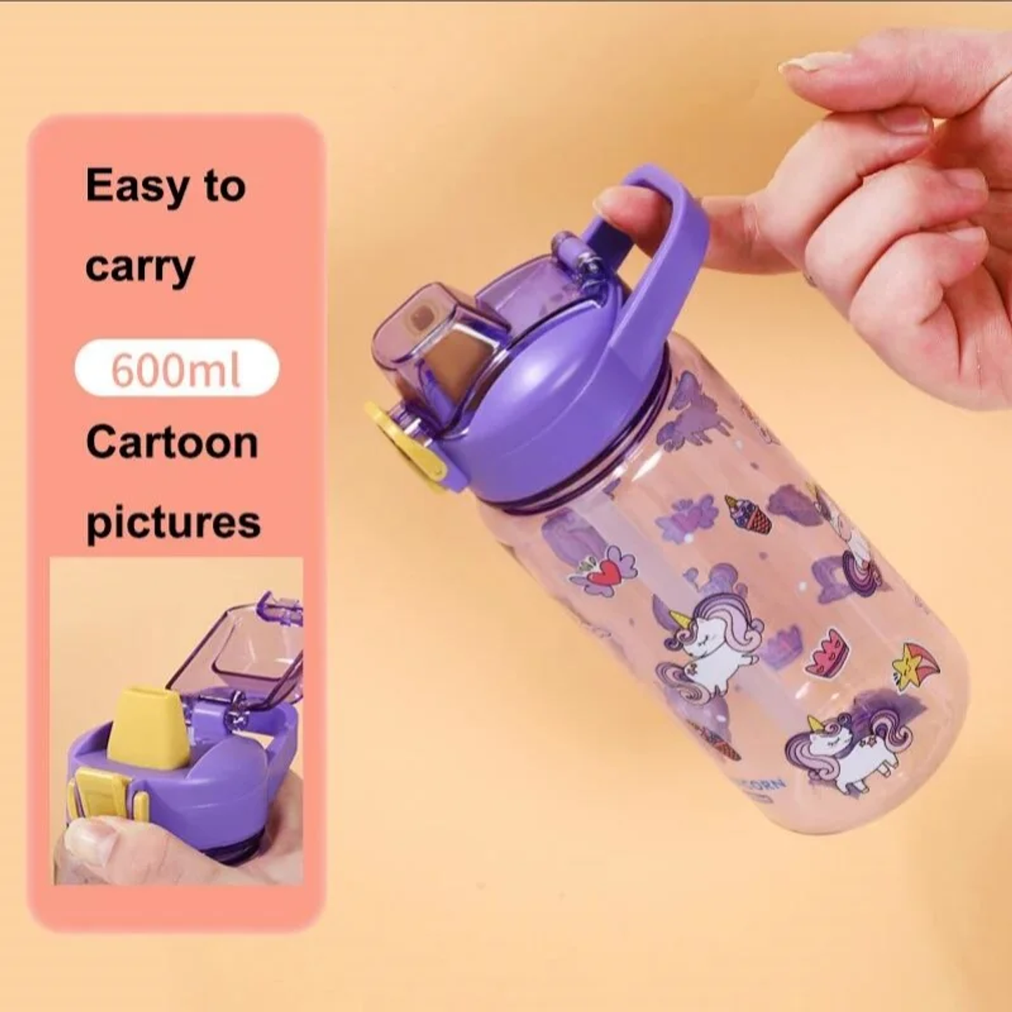 600ml  Water Bottle Portable 4