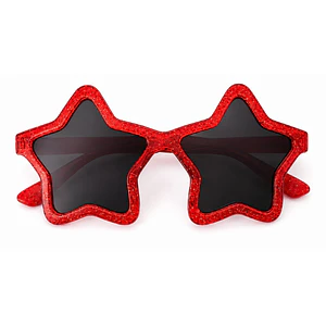 Lentes estrella glitter rojo