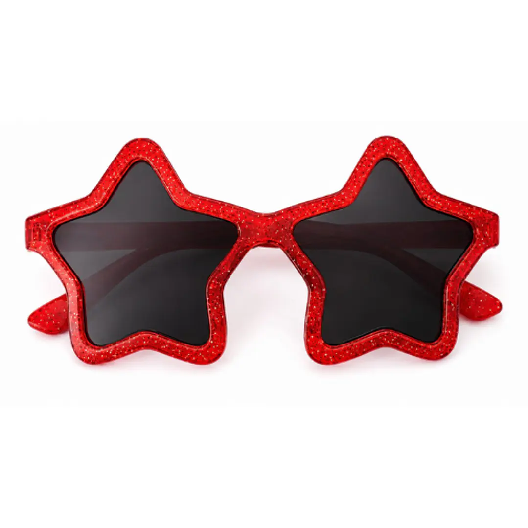 Lentes estrella glitter rojo 1