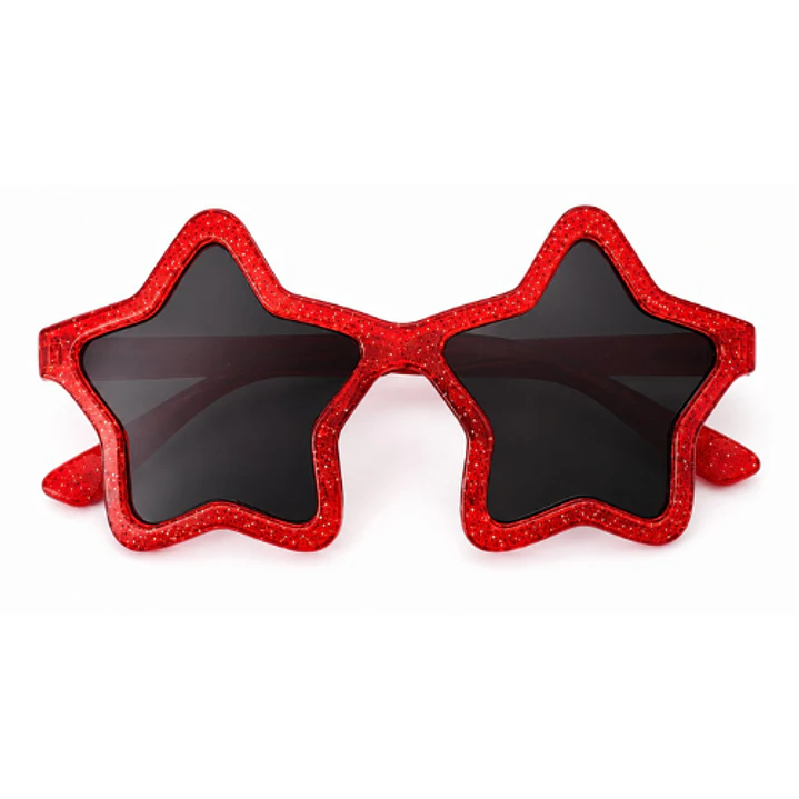 Lentes estrella glitter rojo 1